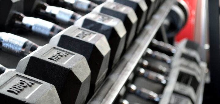 Gym business and dumbbells